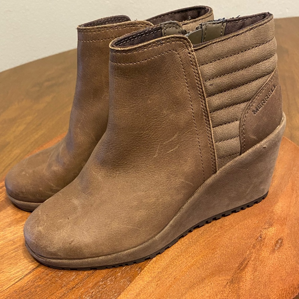 Merrell Tremblant Waterproof Wedge Bootie Bluff W 6